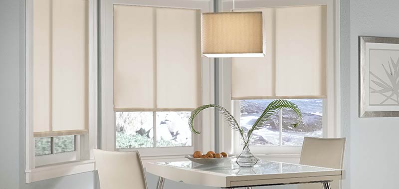 Solar screen roller shades make for stylish eco-friendly window coverings.