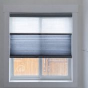 Premium Two Fabric Top-Down Bottom-Up Light Filtering Cellular Shades - Night Blue