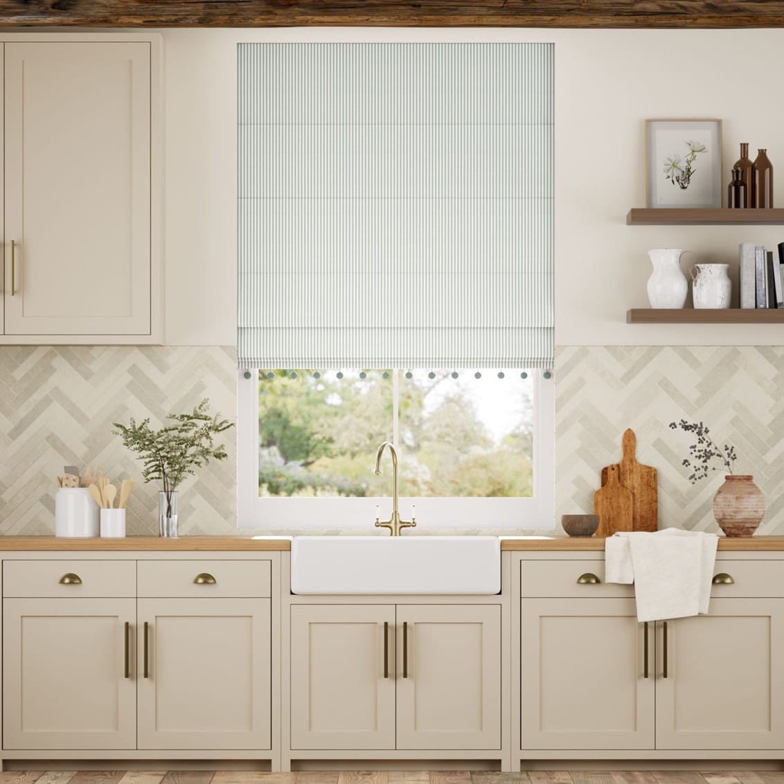 Decorative Roman Shades with Trims 1812