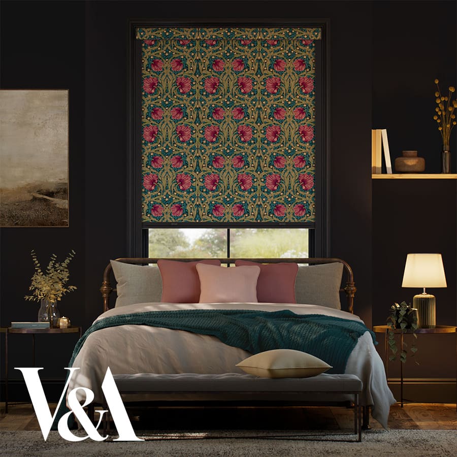 William Morris Total Blackout Roller Shades (No Drill) 1881