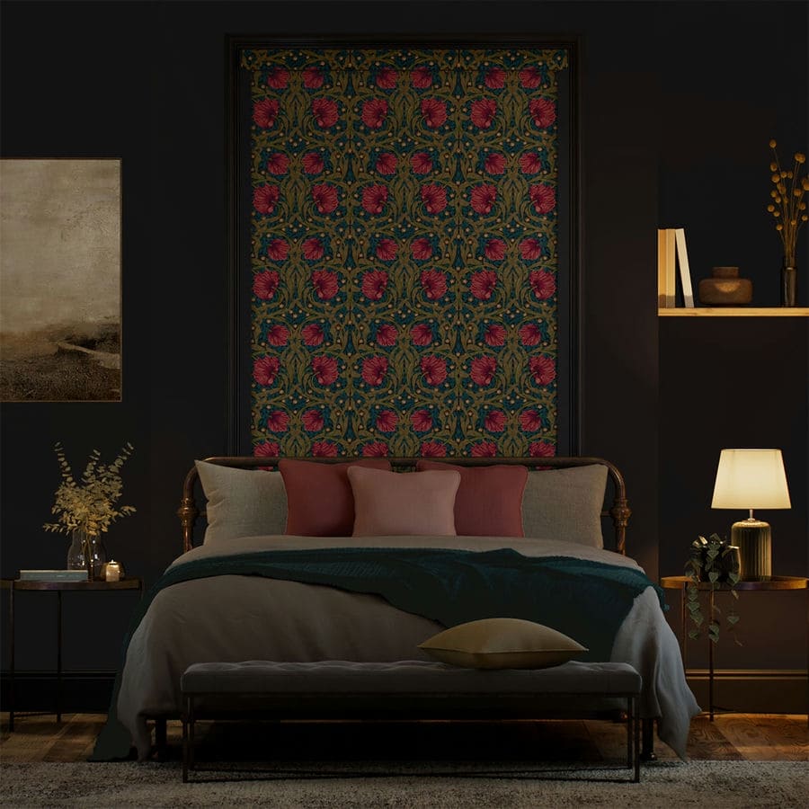 William Morris Total Blackout Roller Shades (No Drill) 1881