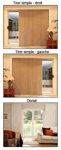 Configuration du panneau  - Tirer simple - Gauche/ Tirer simple - Droit/ Divisé