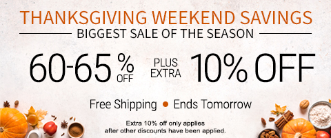 60-65% off everything + extra 10% off