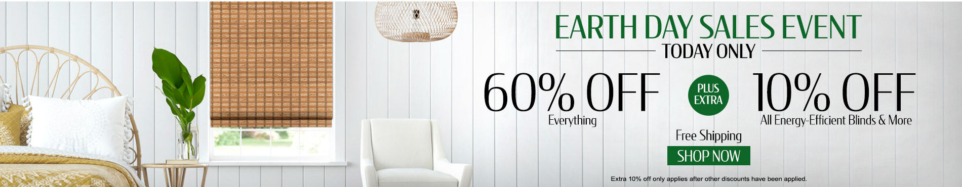 60% off everything plus extra 10% on All Energy-Efficient Blinds & More