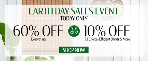 60% off everything plus extra 10% off all Energy-Efficient Blinds & More