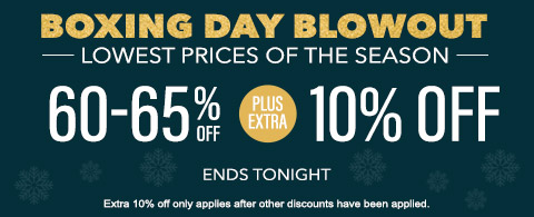 60-65% off everything + extra 10% off