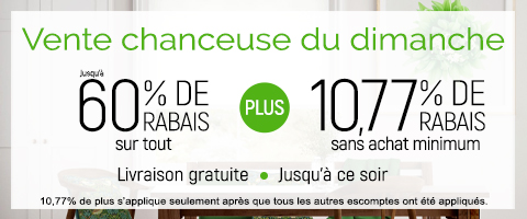 Jusqu'à 60% + 10.77% de rabais supplémentaire sur tout