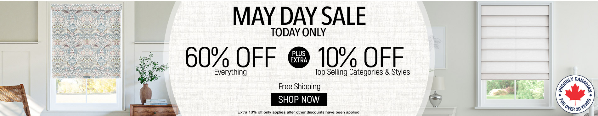60% off everything + extra 10% off Top Selling Categories & Styles