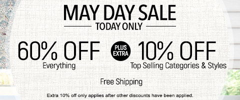 60% off everything + extra 10% off Top Selling Categories & Styles