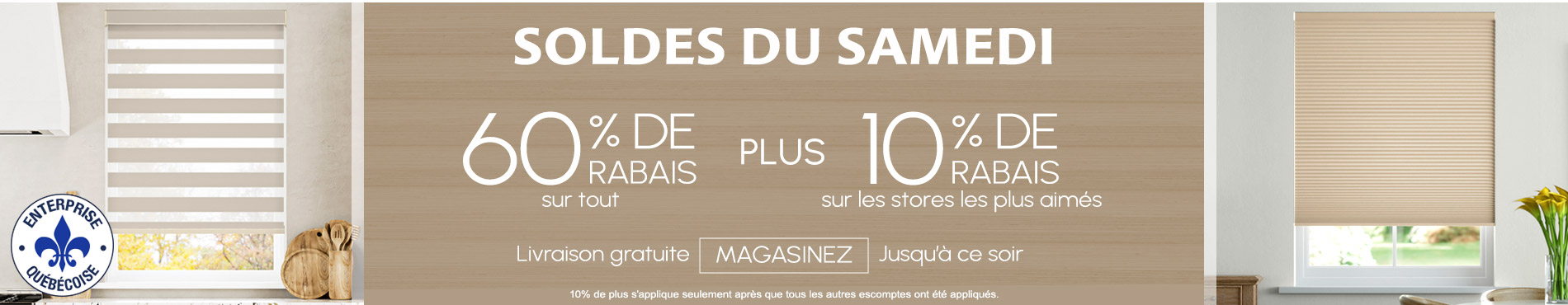 60% de rabais sur tout + 10% supplémentaire sur les stores les plus appréciés