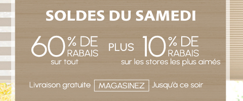 60% de rabais sur tout + 10% supplémentaire sur les stores les plus appréciés