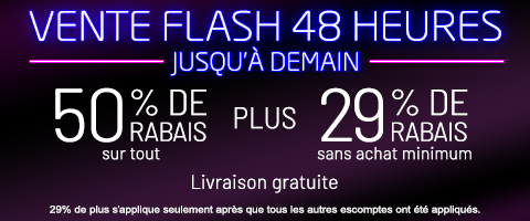 50% de rabais sur tout + 29% de rabais sur les toiles à rouleau et stores cellulaires