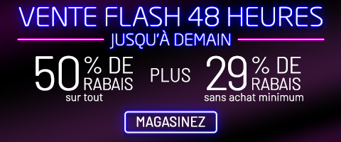 50% de rabais sur tout + 29% de rabais