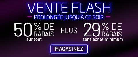 50% de rabais sur tout + 29% de rabais