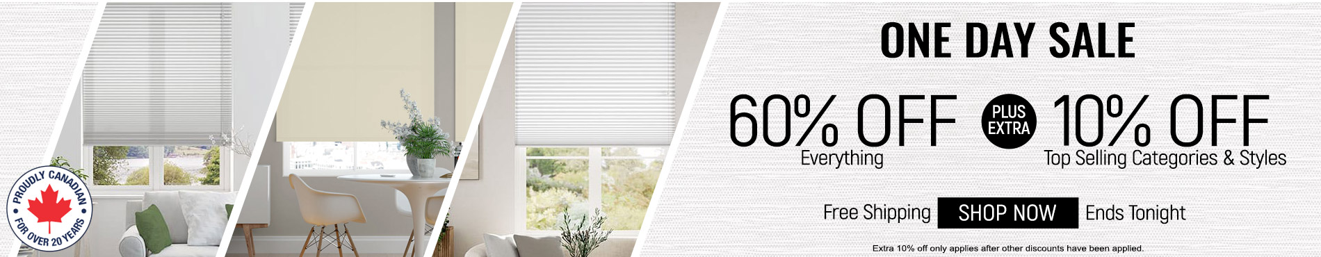 60% off everything + extra 10% off Top Selling Categories & Styles