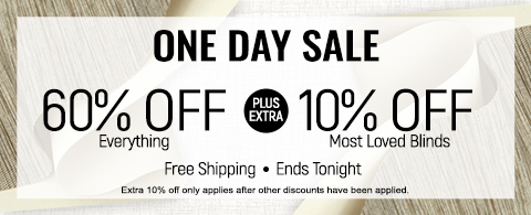 60% off everything + extra 10% off most loved blinds