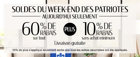 60% de rabais sur tout + 10% supplémentaire sur les stores les plus populaires