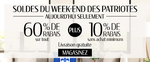 60% de rabais sur tout + 10% supplémentaire sur les stores les plus populaires