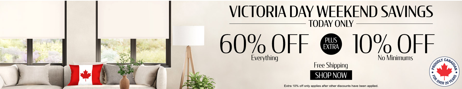 60% off everything + extra 10% off most popular blinds