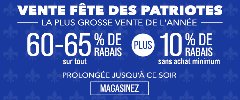 60-65% de rabais sur tout plus 10% supplémentaire
