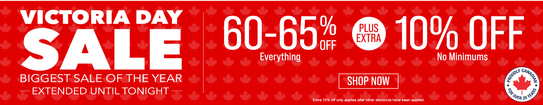 60-65% off everything + extra 10% off