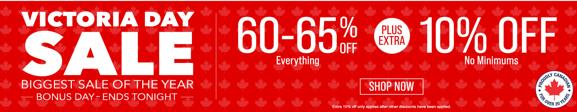 60-65% off everything + extra 10% off