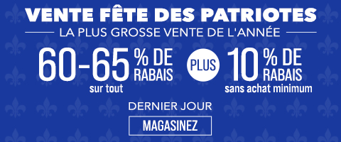 60-65% de rabais sur tout plus 10% supplémentaire