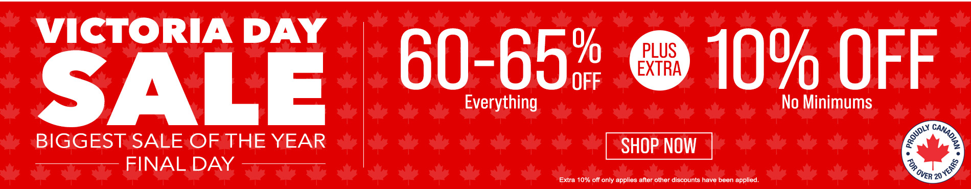 60-65% off everything + extra 10% off