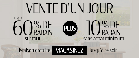 Jusqu'à 60% + 10% de rabais supplémentaire sur tout