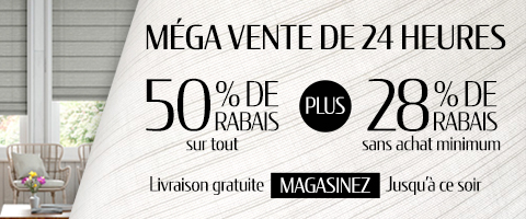 50% de rabais sur tout + 28% de rabais