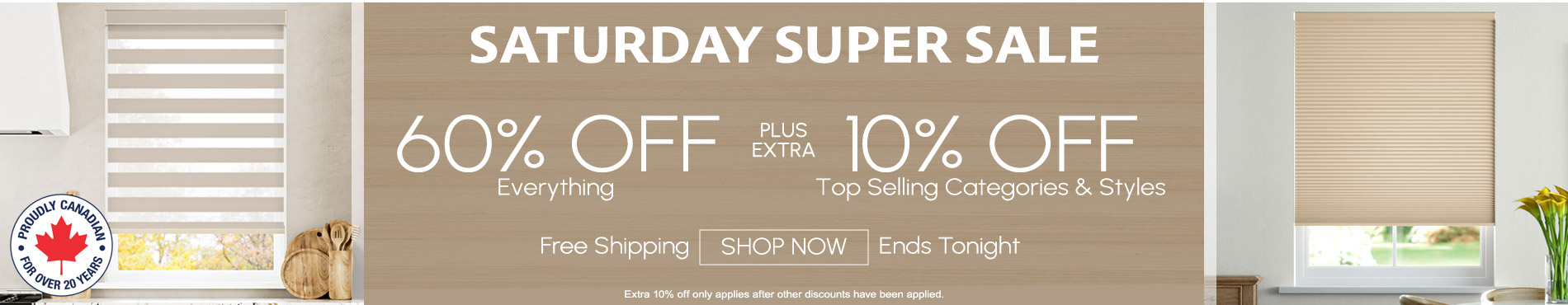 60% off everything + extra 10% off Top Selling Categories & Styles