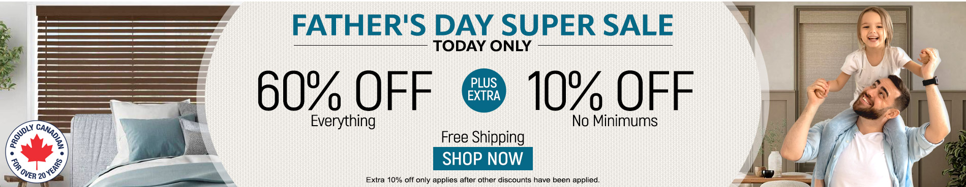 60% off everything + extra 10% off most popular blinds