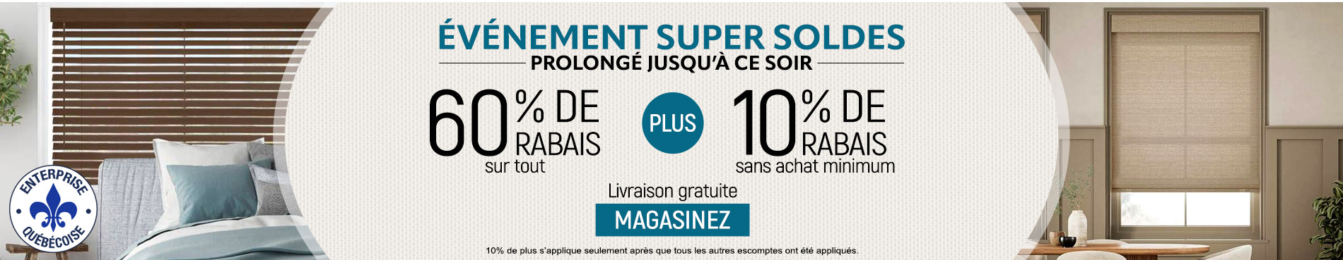 60% de rabais sur tout + 10% supplémentaire sur les stores les plus populaires