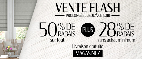 50% de rabais sur tout + 28% de rabais