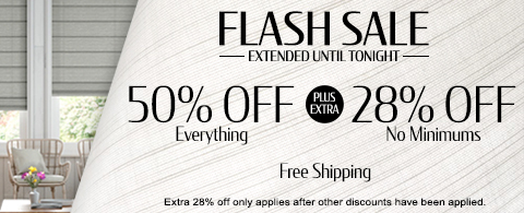 50% off everything + 28% off roller and cellular shades