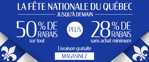 50% de rabais sur tout + 28% de rabais