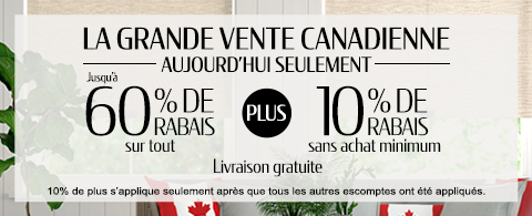 Jusqu'à 60% + 10% de rabais supplémentaire sur tout