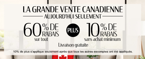 60% de rabais sur tout + 10% supplémentaire sur les stores les plus populaires