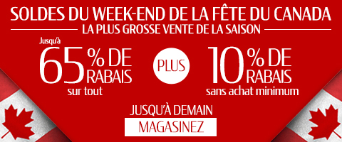 Jusqu'à 65% de rabais sur tout plus 10% supplémentaire