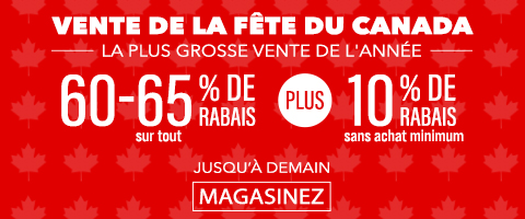 60-65% de rabais sur tout plus 10% supplémentaire