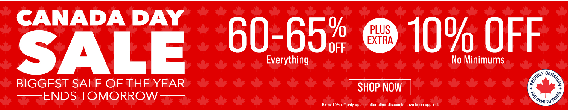 60-65% off everything + extra 10% off