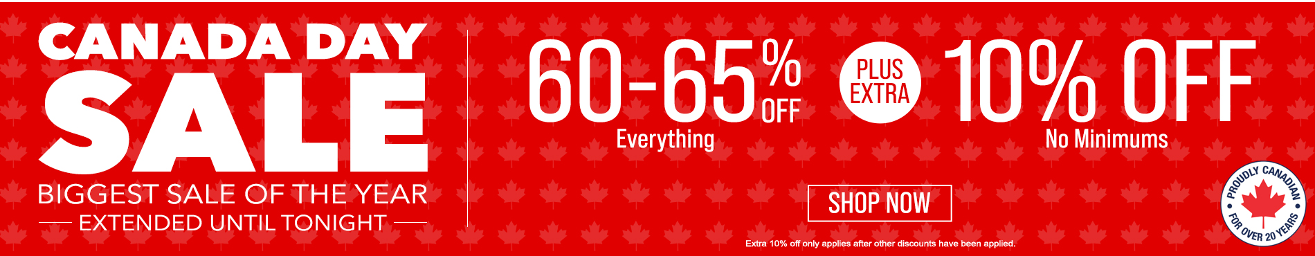 60-65% off everything + extra 10% off