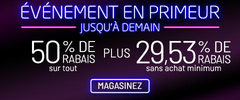 50% de rabais sur tout + 29.53% de rabais