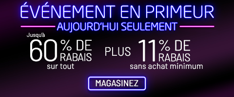 Jusqu'à 60% + 11% de rabais supplémentaire sur tout