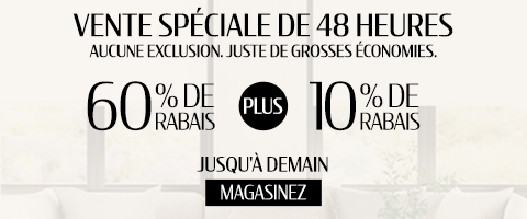 60% de rabais sur tout + 10% supplémentaire sur les stores les plus populaires