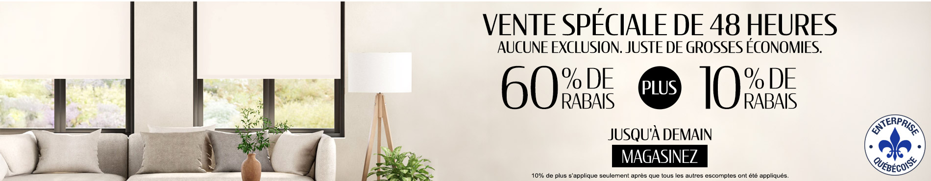 60% de rabais sur tout + 10% supplémentaire sur les stores les plus populaires
