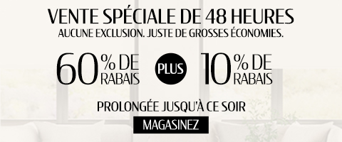 60% de rabais sur tout + 10% supplémentaire sur les stores les plus populaires