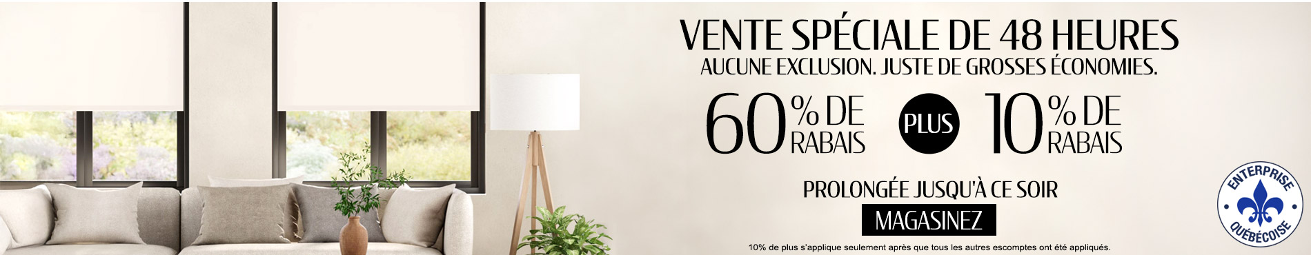 60% de rabais sur tout + 10% supplémentaire sur les stores les plus populaires