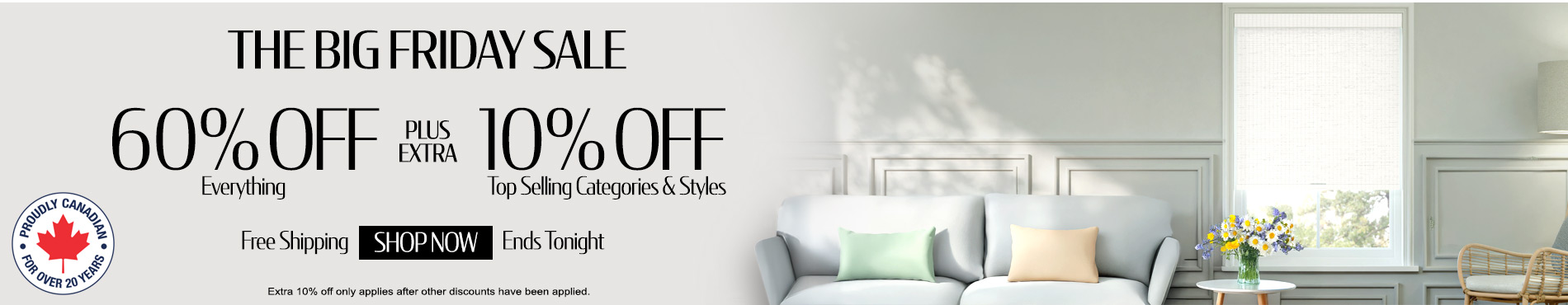 60% off everything + extra 10% off Top Selling Categories & Styles