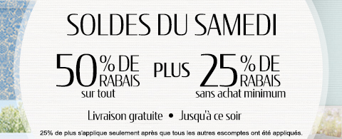 50% de rabais sur tout + 20% de rabais sur les toiles à rouleau et stores cellulaires